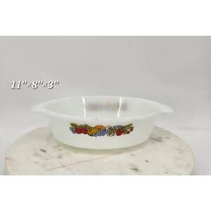 Vintage Anchor Hocking Fire-King Style Milk Glass Casserole Dish